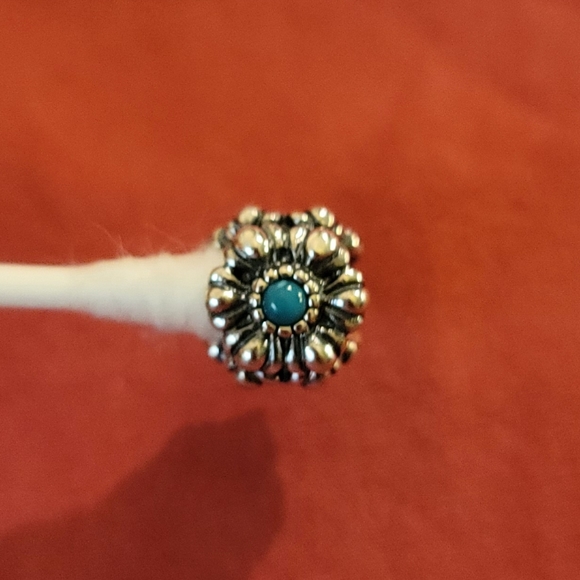 🌺Authentic Pandora turquoise birthday bloom flower retired bead charm - Picture 4 of 6